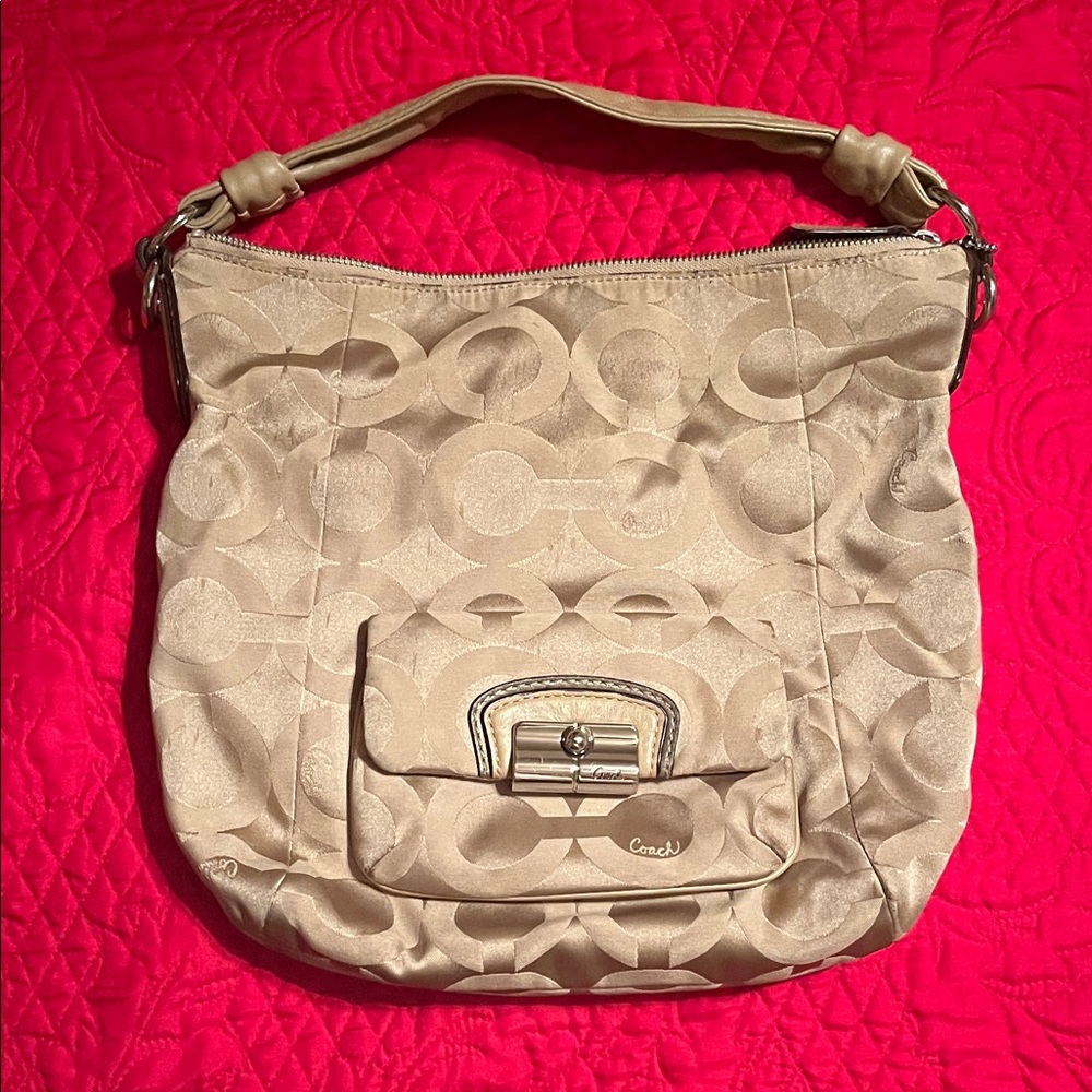 Vintage Coach Beige Signature Shoulder Bag